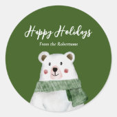 Sticker Rond Bear polaire mignonne avec écusson verte Joyeuses  (Devant)