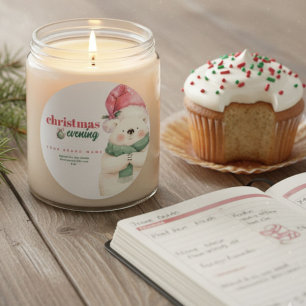 Sticker Rond Bear polaire mignonne Noël Soirée Candle Jar Étiqu