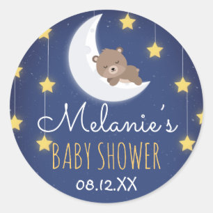 Sticker Rond Bear Sleeping Vous Aimez La Lune Baby shower arriè
