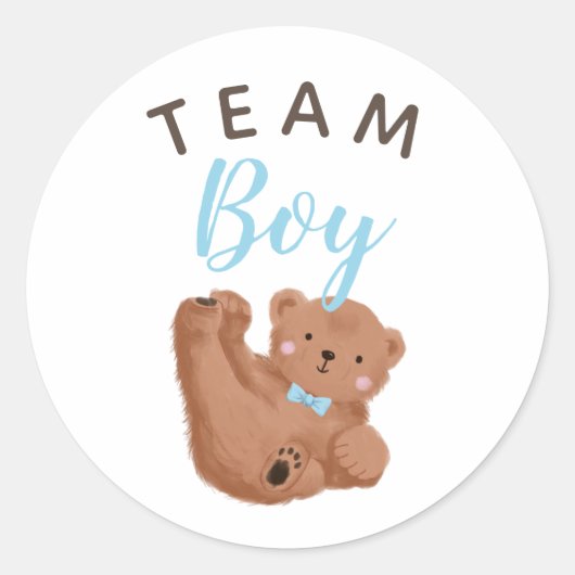 Sticker Rond Bear Team Boy Gender Revevela Party Vote (Devant)