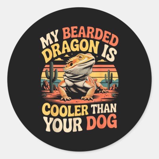 Sticker Rond Bearded Dragon Cooler Reptile Animal Beardie Beard (Devant)