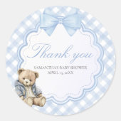 Sticker Rond Bearly Wait Elegant Bear Baby Shower (Devant)