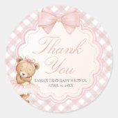 Sticker Rond Bearly Wait Elegant Bear Baby Shower (Devant)