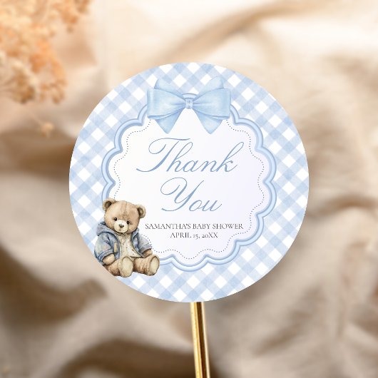 Sticker Rond Bearly Wait Elegant Bear Baby Shower