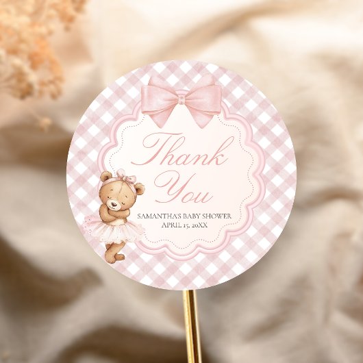 Sticker Rond Bearly Wait Elegant Bear Baby Shower