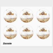Sticker Rond Bearly Wait Fall Baby shower d'aquarelle bois (Feuille)