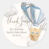Sticker Rond Bearly Wait Teddy Bear Thank You Twins Baby Shower (Devant)