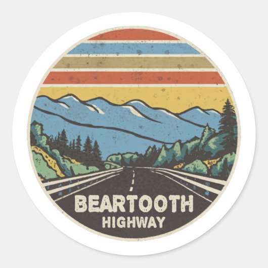 Sticker Rond Beartooth Highway Montana Wyoming Mountains (Devant)
