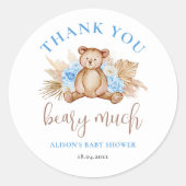 Sticker Rond Béary Beaucoup de Merci Baby shower (Devant)