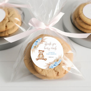 Sticker Rond Beary Beaucoup Pampas Baby shower Grass Merci
