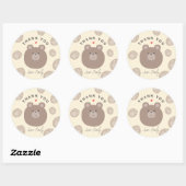 Sticker Rond Beary Cute Brown Teddy Bear Cub Merci (Feuille)