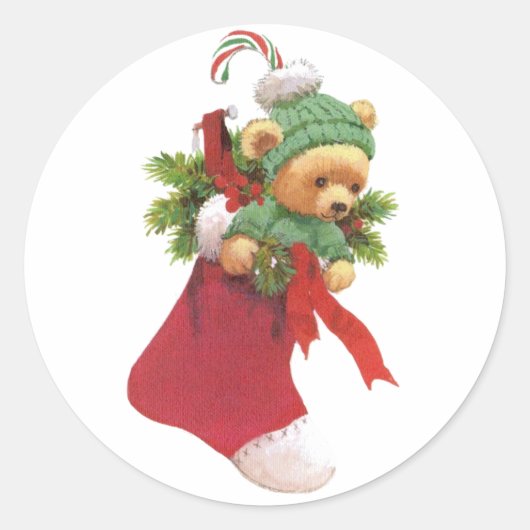 Sticker Rond Beary Joyeux Noël (Devant)