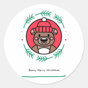 Sticker Rond Beary Joyeux Noël