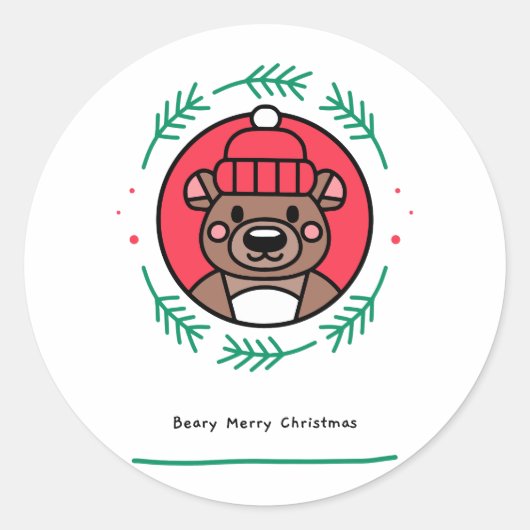Sticker Rond Beary Joyeux Noël (Devant)