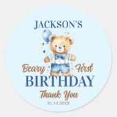 Sticker Rond Beary premier garçons anniversaire mignon teden fa (Devant)