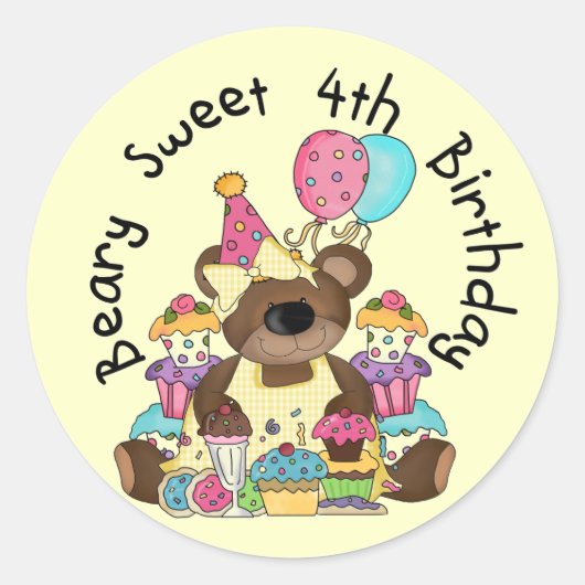 Sticker Rond Beary Sweet 4e anniversaire (Devant)