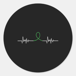 Sticker Rond Beat cardiaque au ruban vert - Sensibilisation à l