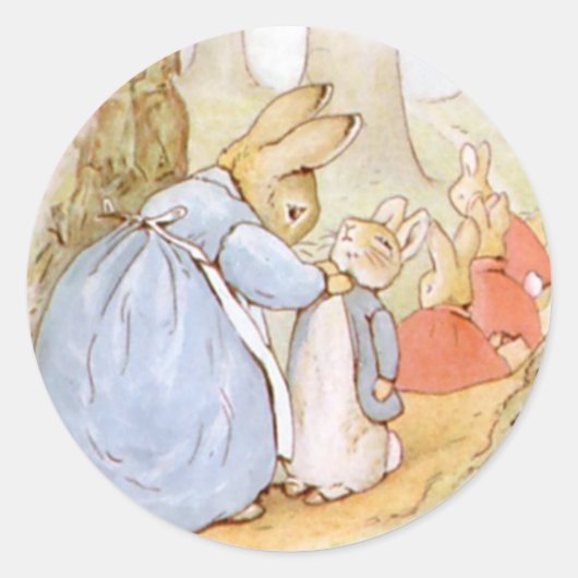Sticker Rond Béatrix classique Potter mignon lapin (Devant)