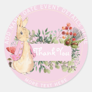Sticker Rond Beatrix Vintage Rabbit rose Waistcoat Girls Event
