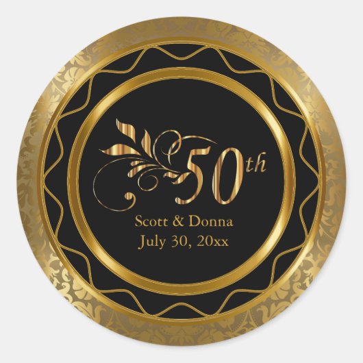 Sticker Rond Beau 50ème anniversaire de Mariage d'or (Devant)