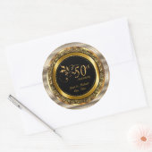 Sticker Rond Beau 50ème anniversaire de Mariage d'or (Enveloppe)