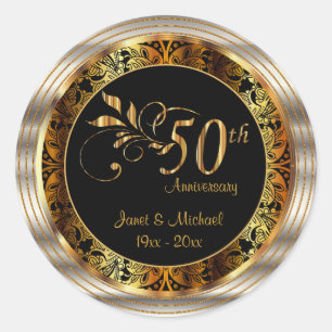 Sticker Rond Beau 50ème anniversaire de Mariage d'or
