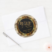 Sticker Rond Beau 50ème anniversaire de Mariage d'or (Enveloppe)