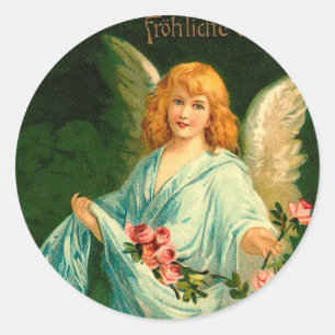 Sticker Rond Beau Angel de Pâques Vintage allemand