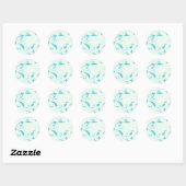 Sticker Rond Beau aqua bleu mariage floral cadeau (Feuille)