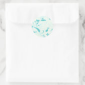 Sticker Rond Beau aqua bleu mariage floral cadeau (Sac)