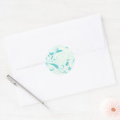 Sticker Rond Beau aqua bleu mariage floral cadeau (Enveloppe)
