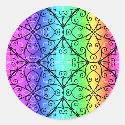 Sticker Rond Beau arc-en-ciel pastel (Devant)