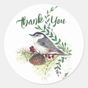 Sticker Rond Beau art d'oiseaux de Nuthatch