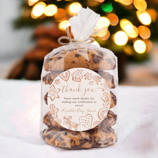 Sticker Rond Beau baby shower de Noël d'hiver merci