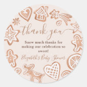 Sticker Rond Beau baby shower de Noël d'hiver merci (Devant)
