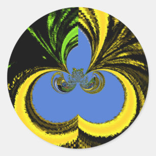 Sticker Rond Beau Beau Art Sud-Africain Jaune et Bleu