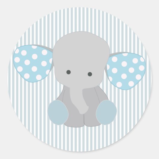 Sticker Rond Beau bébé garçon bleu éléphant (Devant)