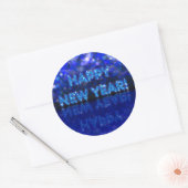 Sticker Rond Beau Bleu brillant Sparkly Bonne année (Enveloppe)