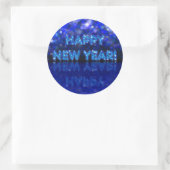Sticker Rond Beau Bleu brillant Sparkly Bonne année (Sac)