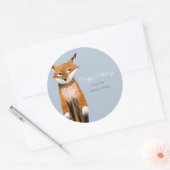 Sticker Rond Beau bleu Noël Vacances Renard animal (Enveloppe)
