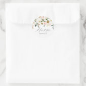 Sticker Rond Beau Blush & White Floral Mr & Mrs Mariage (Sac)