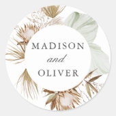 Sticker Rond Beau Boho Botanical Wedding Favor (Devant)
