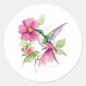 Sticker Rond Beau Bouquet de fleurs de colibris (Devant)