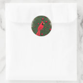 Sticker Rond Beau Cardinal Rouge Noël (Sac)