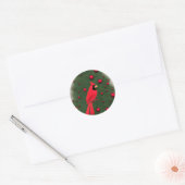 Sticker Rond Beau Cardinal Rouge Noël (Enveloppe)