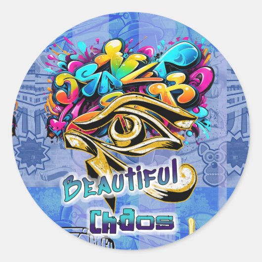 Sticker Rond Beau Chaos, rond (Devant)