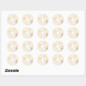 Sticker Rond Beau chat blanc avec des fleurs Merci (Feuille)