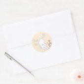 Sticker Rond Beau chat blanc avec des fleurs Merci (Enveloppe)