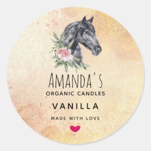 Sticker Rond Beau Cheval Tête d'Aquarelle Bougie savon
