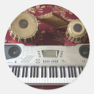 Sticker Rond Beau Coin Créatif : Tapisserie musicale